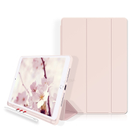VXTRA筆槽版 2022 iPad Pro 12.9吋 第6代 親膚全包覆防摔軟套 平板皮套(輕裸粉色)