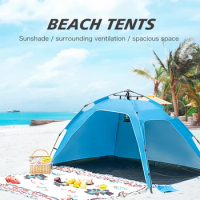 Outdoor Beach tent 3-4P One-Touch Camping Tent Quick Automatic Opening Fishing Tent Family Park Anti-UV Shade Travel Picnic