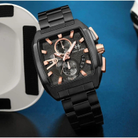 DISKON Evans Jayden Jam Tangan Pria 9546 Rantai Stainless Steel Kaca Sapphire Chronograph Water Resi