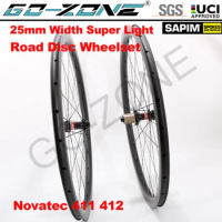 Super Light Clincher Tubeless Carbon Wheelset Disc Brake 700c UCI Quality Novatec 411 412 Sapim Straight Pull Carbon Road Wheels