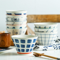 高腳碗斗笠碗創意個性家用日式陶瓷碗單個可愛飯碗面碗小碗