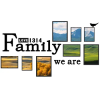 We Are Family Wall Decal Adhesive Acrylic 3D Photo Frame Mirror Wall Sticker Removable DIY Family Picture Frame Wall Art Décor