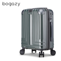 Bogazy 迷宮迴廊 20吋菱格紋可加大行李箱登機箱(靜謐綠)