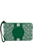 Coach Coach Dempsey Large Corner Zip Wristlet In Signature Jacquard With Stripe And Coach Patch - Green