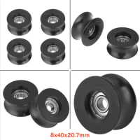 10Pcs 0840UU U Type U-Groove Pulley Roller Guide Wheel Transmission Pulleys 8x40x20.7mm Used In Rail Track Linear Motion System