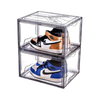 【KOBA】側開式鞋盒(側開磁吸式透明鞋盒 磁吸鞋盒 翻蓋鞋盒 加高鞋盒 收納鞋盒 鞋盒 展示盒 收納盒)