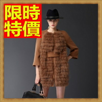 皮草外套真貉子毛皮草大衣-羊毛拼接中長版女真皮夾克2色64ab29【俄羅斯進口】【米蘭精品】