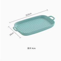 長方形雙耳陶瓷烤盤焗飯碗【雙耳條紋長方盤藍色】 