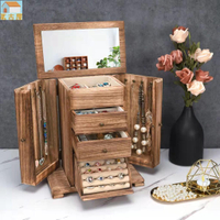 珠寶首飾盒木質首飾收納盒珠寶手鍊項鍊飾品桌面收納盒收納大容量