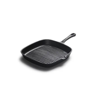 24cm Cast Iron Steak Grill Frying Pan Dish Uncoated Western Beef Steak Pan Striped Square Cast Iron Pan