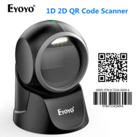 Eyoyo 1D 2D Desktop Barcode Scanner, with Automatic Sensing Scanning Omnidirectional Hands-Free Barcode Reader QR Platform Scan