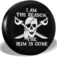 ZBGIGB Funny Pirate The Reason The Rum is Gone Pirate Cars Spare Tire Cover Cutomobile Tire Cover Tyre Size 14" 15" 16" 17" 18"