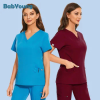 Pharmacy Short Sleeve Scrub Tops Surgical Uniform Oversized Nurse Uniform High Quality Casual Blouse Jogger Tops Medica Workwear