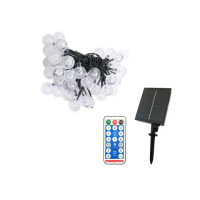 【E.C outdoor】兩入組太陽能氣泡球LED燈串 9米50燈 2.5公分 8種模式 附遙控器(氣氛燈 聖誕節布置)