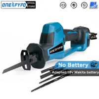 ONEKFYFD 18V Cordless Brushless Reciprocating Saw Multifunction Speed Electric Saw Saber Saw Portable for Makita 18v Battery