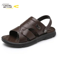 Camel Active 2023 New Men's Shoes Comfortable Breathable Genuine Leather Outdoor Beach Sandals Lightweight Rubber Sole DQ120072