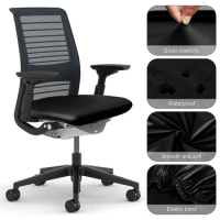 Office Desk Chair Seat Covers Waterproof Oil-Proof PU Leather High Chair Cover Stretch Computer Chair Slipcovers