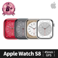 Apple B+ 級福利品 Apple Watch S8 GPS 45mm 鋁金屬錶殼(副廠配件/錶帶顏色隨機)