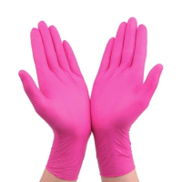 Disposable Nitrile Gloves XS Allergy Free Protect Safety Hand Gloves for Work Kitchen Dishwashing Mechanic Pink Black Gloves