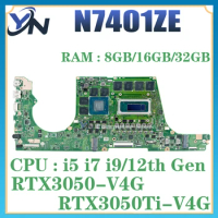 Mainboard For ASUS K6500ZC K6500ZE K6500Z N7401ZE N7600ZE N7600ZC N7600Z Laptop Motherboard 16G/32G I5 I7 I9 RTX3050/RTX3050Ti