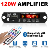 12V 120W Amplifier Bluetooth 5.0 MP3 WMA APE Decoder Board DC 12V Handsfree Car Audio USB TF FM Radio Mp3 Music Player Speaker