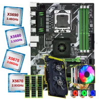 HUANANZHI X58 deluxe motherboard CPU Xeon X5670/X5675/X5680/X5690 with 6 heatpipes cooler RAM 24G(3*8G) RECC video card GTX750TI