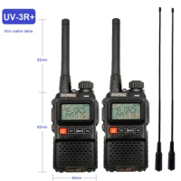 2PCS BAOFENG UV-3R PLUS Long Range Walkie Talkie Portable CB Radio Comunicador UHF VHF Ham Mini Radio Transmitter UV-3R+ Antenna