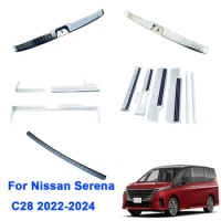 Steel Door Sill Scuff Plate Pedal Protector Threshold Inner External Rear Bumper Trim For Nissan Serena C28 2022 2023 2024