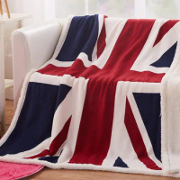 Thick Winter Blanket for Bed, Warm Throw, Sherpa Wool Cashmere Lamb Blanket, Thermal Quilt, Bedspread, British American Flag