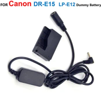 DR-E15 LP-E12 Dummy Battery+ACK-E15 12V-24V Step-Down Power Bank Cable For Canon EOS 100D kiss x7 Rebel SL1 SX70HS Camera