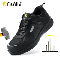 FitVille Men's Extra Wide Work Shoes Casual Shoes Anti-Slip Sturdy Toe Breathable For Male Swollen Feet Arch Support Pain Relief