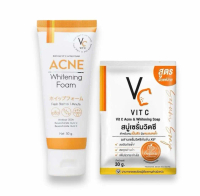 (โปร 1แถม1) โฟมฉัตร VC Vit C Acne Foam วิตซี แอคเน่โฟม + แถม สบู่เซรั่มวิตซีน้องฉัตร