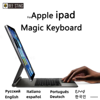 Magic Keyboard For Apple iPad Pro 11 12.9 2021 2020 2018 Keyboard Case Korean Arabic Russian Air 4 5 10.9 2022 Magnetic cover