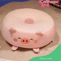 Bantal Sofa Bulat Karakter Boneka Hewan Dino Piggy Husky Bebek Bahan Halus 35cm Termurah Bantal Sofa