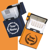 Logo Custom Cigarette Holder for 20 Cigarettes, PU Leather Cigarette Case/ Cigarette Box, Ideal Gift for Smoker, Gift for Man