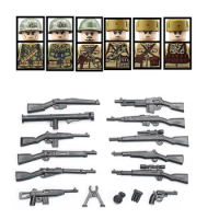 WW2 Military Soldier Soviet Union Minifigurine Weapons Accessories Building Blocks Army Infantry Helmet Guns Parts Bricks Toy