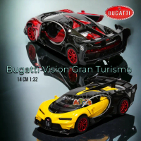 Miniatur diecast mobil Bugatti Vision Gran Turismo merah 14 cm 1:32