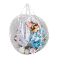 Christmas Gift Storage Bag Holiday Storage And Collection Tools Circular PVC Fully Transparent Christmas Wreath Storage Bag
