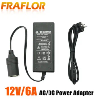 AC Converter Adapter For DC 12V 6A 72W Power Supply Charger With EU Plug Car Cigarette Lighter Socket Adapter DC Power Supply