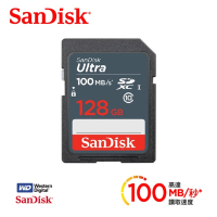 SanDisk 晟碟 (全新升速版) 128GB Ultra SDXC 100MB/s 升級C10 UHS-I 高階相機卡 (升速版100MB/s 原廠7年保固)