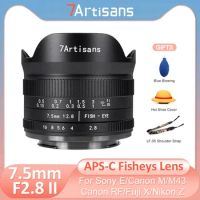7artisans 7.5mm F2.8 II Fisheye Wide Angle Lens for Sony E A7 a6600 Fuji XF xS10 Nikon Z Zfc Micro M4/3 Canon EOS-M RF r6 r8 r10