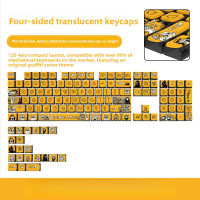 Graffiti Series Mechanical Keyboard Keycaps Pudding PBT Transparent PC Material Four Sided Transpare