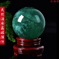 天然綠螢石水晶球擺件綠色水晶屬木原石打磨客廳辦公家居喬遷擺設