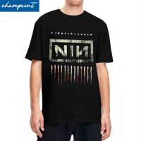 Vintage Nine Inch Nails NIN Music Band Tshirt Men O-neck Short Sleeve Tops Cotton Summer Clothing
