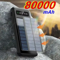 80000mAh QI Solar Wireless Fast Charger Power Bank Outdoor Portable Power Bank External Battery for Xiaomi Mi Samsung IPhone