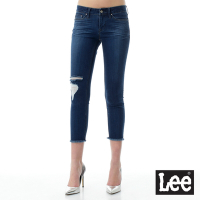 Lee 女款 418 七分刷破低腰修身窄管牛仔褲 中深藍洗水