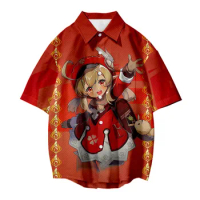 Game Genshin Impact Cosplay Shirts Fischl Klee Barbara Jean 3D Printing Coats Men Women Leisure Tops Tourism Holiday Shirts Boys