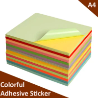 A4 Color Self-adhesive Sticker Paper Colorful Adhesive Label Waterglue For Copier Laser Inkjet Printer 20 or 50 sheets