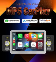 158วัตต์1Din รถวิทยุ CarPlay Android อัตโนมัติ5นิ้ว MP5เครื่องเล่นบลูทูธแฮนด์ฟรี A2DP USB FM รับระบบเสียง