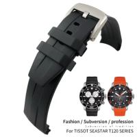 21mm 22mm Rubber Silicone Watch Strap Waterproof Black Orange Watchband Suitable for Tissot T120407 T120417 Sport Accessories